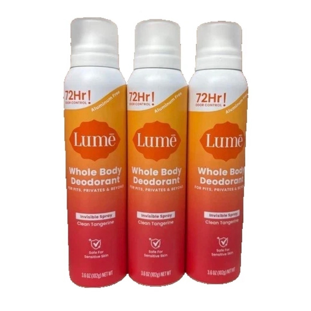 Lume 3 Pack Whole Body Deodorant Clean Tangerine 3.6oz Aluminum Free